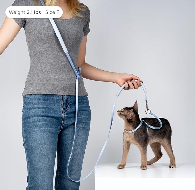Cat Harness and Leash Set, Lightweight Escape Proof Cat Harness Leash with Padded Handle, Adjustable Cat Leash and Harness for Kitten Small Large Cats Walking Training (Blurple, L)