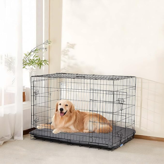 Dog Crate Pad for X Large Dogs - 41x27 Orthopedic Dog Bed with Memory Foam, Washable Water-Resistant Soft Pet Mat with Non-Slip Bottom, Grey
