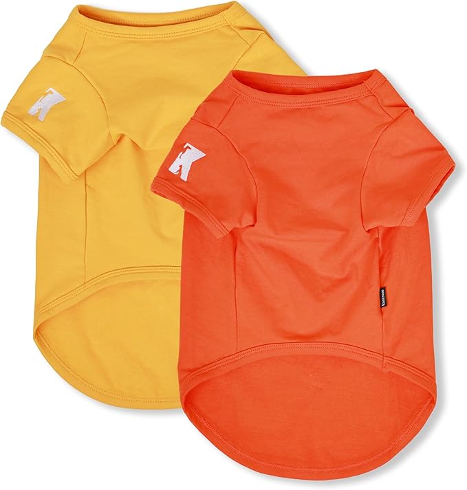 Koneseve Dog Shirts Breathable Cotton Dog Clothes Stretchy T-Shirt for Small Medium Large Dogs Cat Shirt Soft Puppy Outfit Kitten Apparel Pet Pullover Tee Blank Sweatshirt 2-Pack Yellow & Orange 3XL