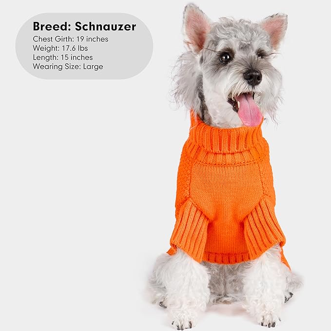 cyeollo Dog Sweater Pullover Turtleneck for Dogs, Classic Knitwear Fall Winter Cold Weather Dog Clothes Warm Pet Apparel Small Medium Large Pet Sweaters, Orange L