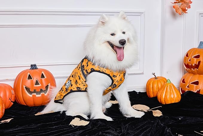 Aiboria Dog Jackets Windproof Outfit Coat Dog Vest Harness Puppy Warm Jacket Halloween Orange M
