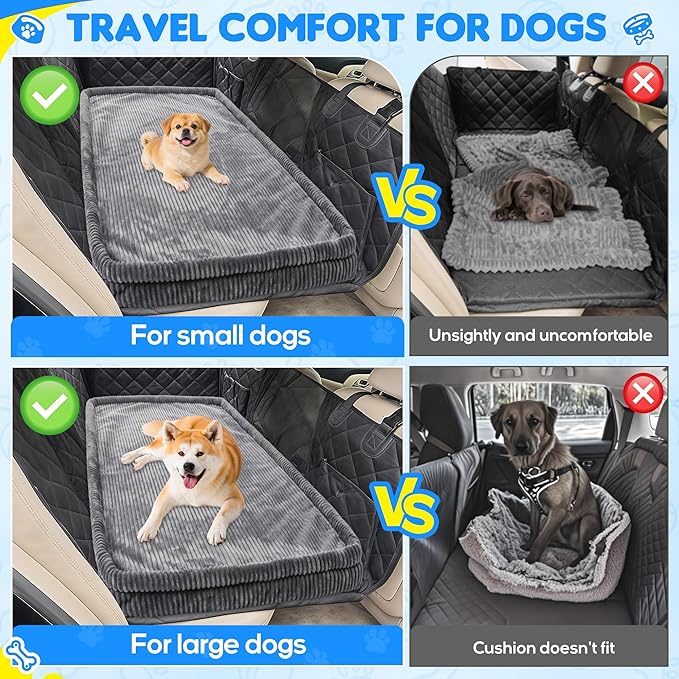 Dog Car Bed, Non-Slip Backseat Extender Pet Mat, Removable Washable Dog Bed for SUVs, Sedans & Trucks, Anti-Slip Travel Bed for Dogs, Easy Clean & Scratch-Proof & Comfort (56"x28.7")
