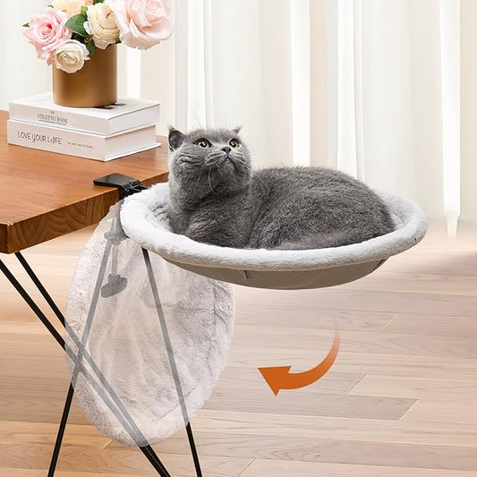 Cat Desk Bed for Remote Workers, Gamers, and Office Staff - 90° Foldable, Quality Sturdy Desk cat Bed for Indoor Cats, Comfortable Cat Bed for Desk use, Supports up to 40lbs