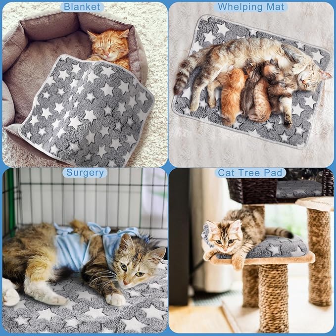 2 Pcs Large Self Warming Cat Pad Self Heating Cat Mat Bed Dog Crate Pet Blankets Thermal Heated Bed Mat for Outdoor Indoor Newborn Kittens Puppies Dog(Large Star,41 x 29)
