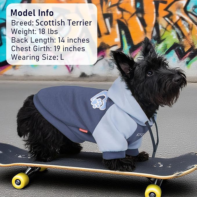 KYEESE Dog Hoodie Stretchy Cat Coat with Leash Hole Warm Pet Clothes Dogs Winter Coat for Cold Weather Pet Sweatshirt with Drawstring Comfort Cat Sweater Soft Dog Clothes for Small Dogs