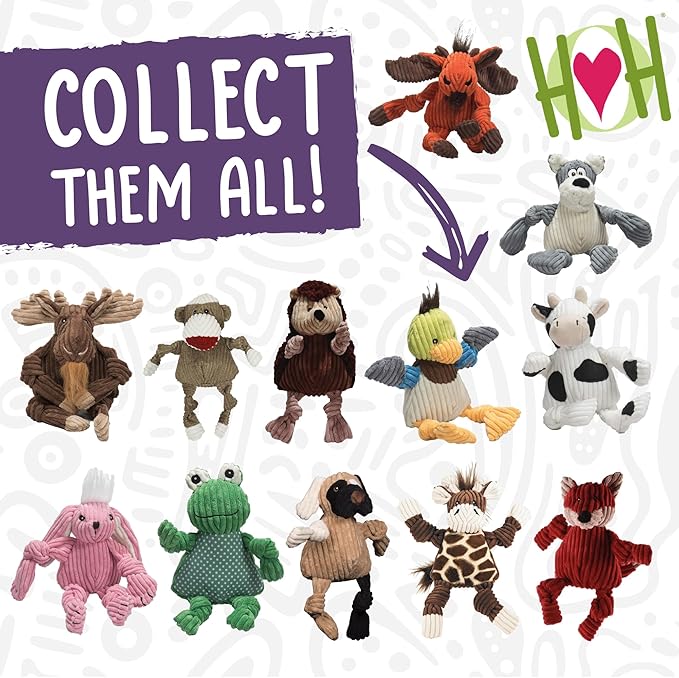 HuggleHounds Knottie Plush Dog Toy - Dog Stuffed Animal Toy, Squeaky Puppy Toys, for Small, Medium & Large Dogs, Durable Plush to Keep Them Busy - Angus Cow, Large