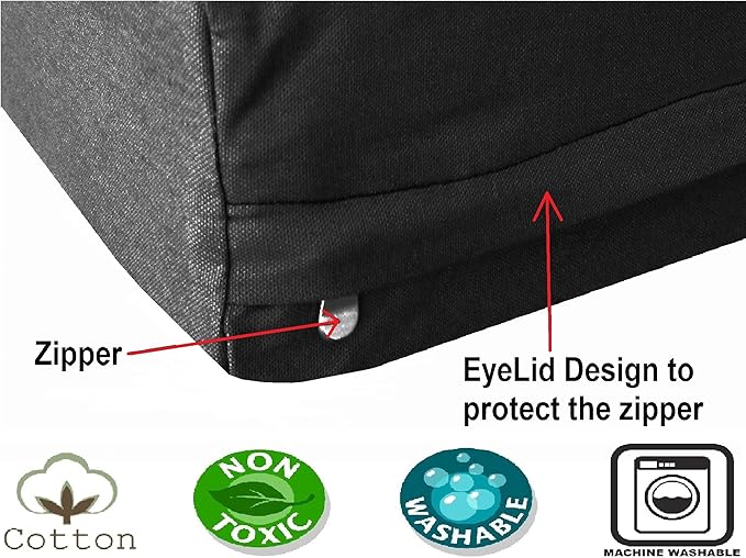 Dogbed4less Extra Large True Orthopedic Gel Memory Foam Pet Bed for Large Dogs, Waterproof Liner and Durable Black Canvas + Bonus Brown Microsuede Antislip Covers, XL 40X35X4 Inches.