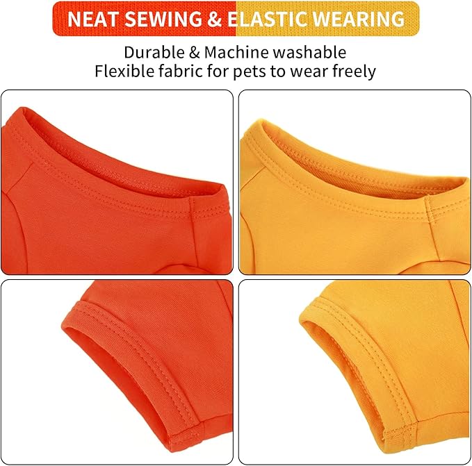 Koneseve Dog Shirts Breathable Cotton Dog Clothes Stretchy T-Shirt for Small Medium Large Dogs Cat Shirt Soft Puppy Outfit Kitten Apparel Pet Pullover Tee Blank Sweatshirt 2-Pack Yellow & Orange 4XL