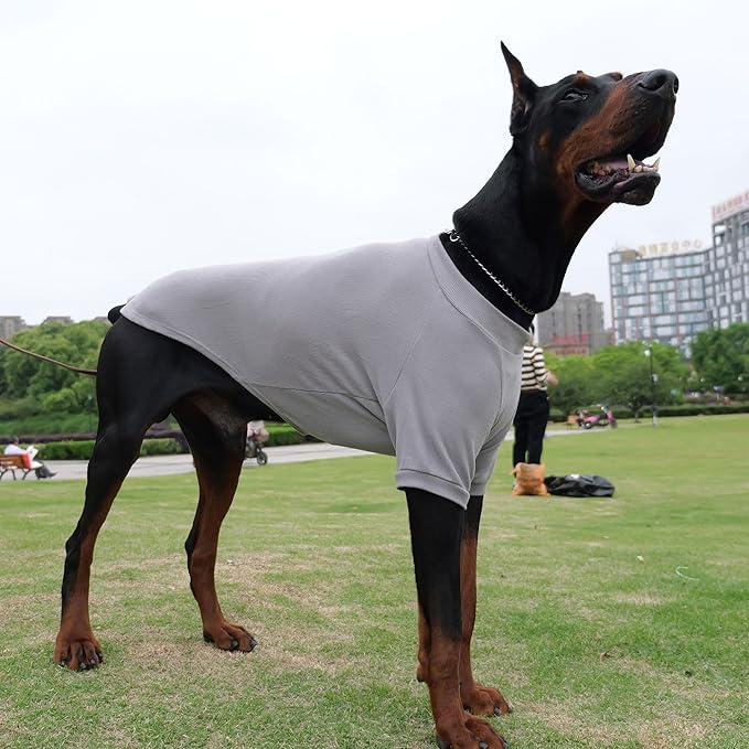 Lovelonglong Ribbed Dog T-Shirt Cotton Knitted Dog Sweaters for All Season Pet T-Shirts for Large Medium Small Dogs Dark Gray XS