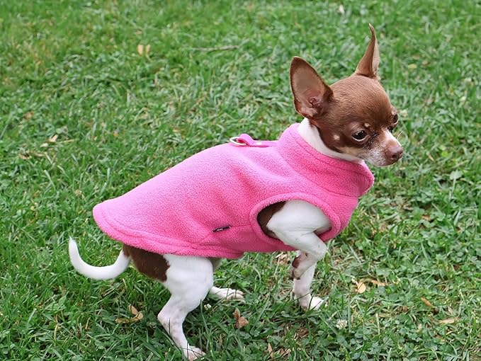 JACKO & CO - Fleece Vest Dog Sweater with Leash Ring - Soft, Warm & Lightweight Pullover Coat for Small & Medium Dogs, Puppies & Cats - Cozy Fall/Winter/Spring Pet Jacket (Pink, X-Large 17-25lbs)