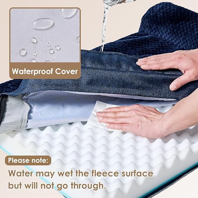 EHEYCIGA Memory Foam Dog Bed Large Sized Dogs, Pet Bed for Large Dog for Crate with Waterproof Liner, Pet Couch Bed Orthopedic with Washable Removable Cover, 35x23x6 Inches, Navy Blue