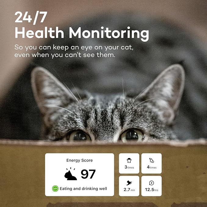 Health Tracker for Cats - Smart Cat Collar with Safety Breakaway Buckle for Indoor Cats, Wellness Alerts, Real-time Monitoring (Sakura, M)