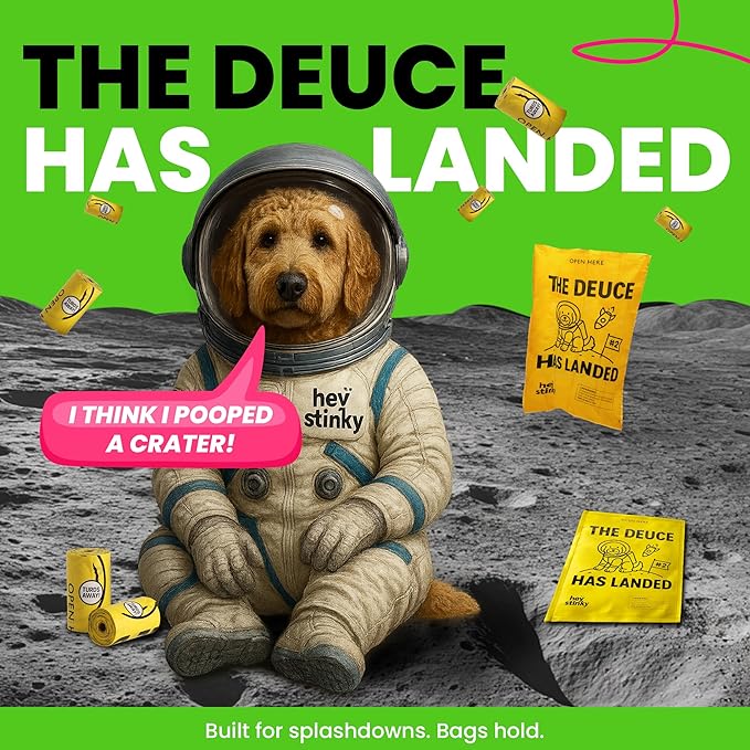 Dog Poop Bags 120 Count – Leakproof, Extra Thick & Easy Open | Unscented Plant-Based PLA + PBAT, Fits All Dispensers | Funny Hey Stinky Design – $1 Donated to Service & Therapy Dogs