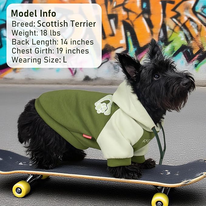 KYEESE Dog Hoodie Stretchy Dog Clothes for Small Dogs Cat Coat with Leash Hole Comfort Cat Sweater Dogs Winter Coat for Cold Weather Warm Pet Clothes Soft Pet Sweatshirt with Drawstring