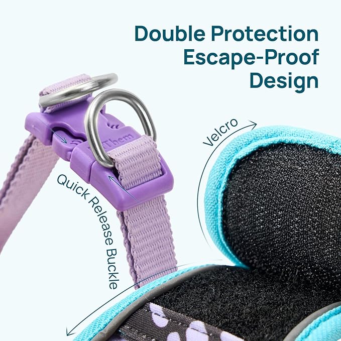 Cat Harness and Leash Set, Step-in Escape Proof Adjustable Vest Harness for Small Medium Large Cats, Lightweight Soft Breathable Reflective Kitten Harness for Walking Travel, Camping(Blue, S)