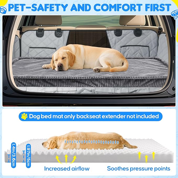 Dog Car Bed, Non-Slip Backseat Extender Pet Mat, Removable Washable Dog Bed for SUVs, Sedans & Trucks, Anti-Slip Travel Bed for Dogs, Easy Clean & Scratch-Proof & Comfort (50"x24.6")