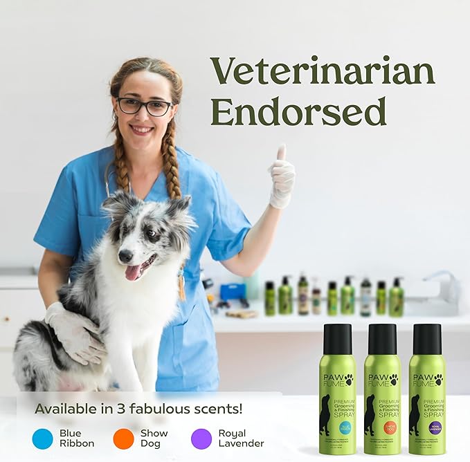 Paw Fume Dog Perfume Spray Long Lasting Scent for Grooming, Show Dog, 4-Pack – Keep Your Pup Fresh All Day – Hypoallergenic, Alcohol-Free, Detangling Formula – Moisturizing Pet Cologne Spray for Dogs