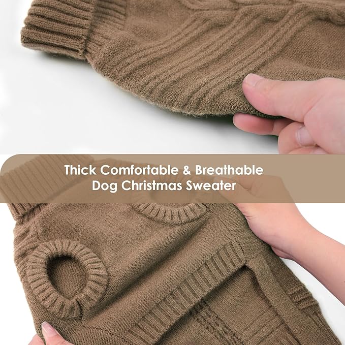 Dog Sweaters for Small Dogs Male Female Pet Knitwear Classic Puppy Warm Pullover Turtleneck Cold Weather Clothes for Yorkie(Brown, S)