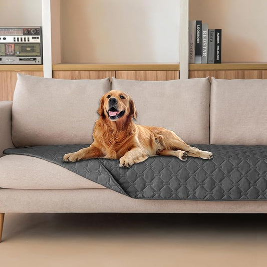 gogobunny 3X Stronger Waterproof Pet Blanket, Scratch Proof Furniture Protector for Dogs Cats, Reversible Cover 30x90 Inch, Dark Grey