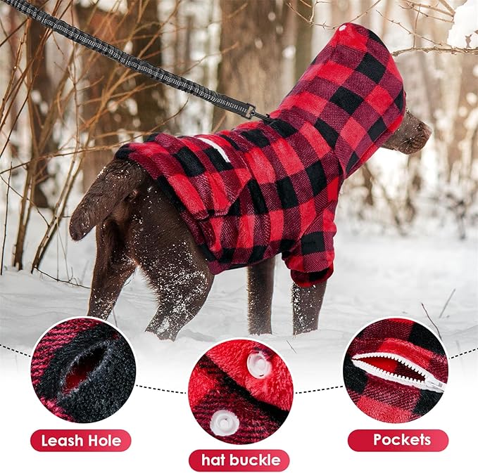 SlowTon Dog Hoodie Tie Dye - Warm Dog Sweater Hoodies with Pocket, Fall Winter Dogs Coat Jacket Pet Outfit Puppy Hooded Sweatshirt Clothes for Small Medium Large Dogs Boy Girl (Red, XXL)