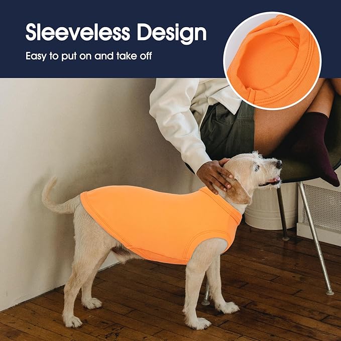 IECOii 2 Pack Summer Dog Clothes for Large Dogs,Breathable Stretchy Pet T-Shirts Lightweight Tank Top Sleeveless Vest for Outdoor Sun Protection - Fit for Large Breeds Labrador,Orange+Stripes,3XL