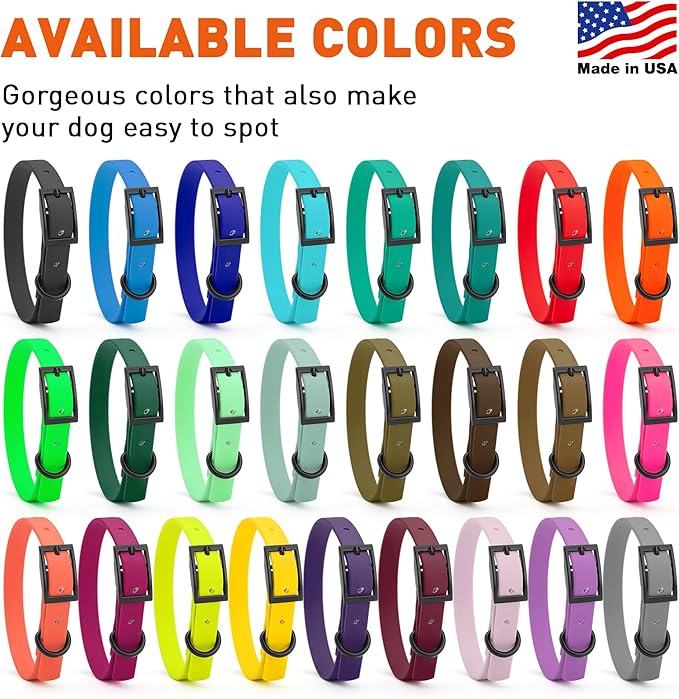 Dogline Biothane Waterproof Dog Collar Strong Coated Nylon Webbing with Black Hardware Odor- Proof for Easy Care Easy to Clean High Performance Fits Small Medium or Large Dogs, Cherry Red