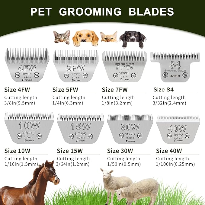 Detachable Pet Dog Grooming Blades-Size 30W Dog Grooming Wide Blade,Cutting length 1/100",Compatible with A***s,Oster A5,Wahl km10 Clippers