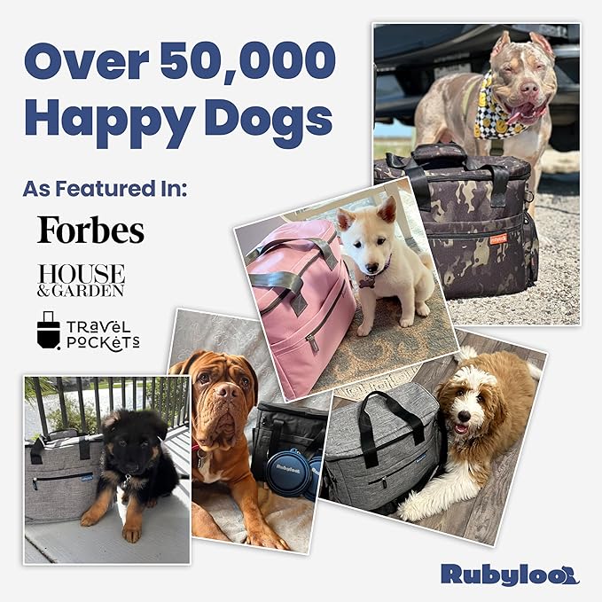 The Original Doggy Bag™ - Complete Dog Travel Bag for Supplies with 2 BPA-Free Travel Dog Bowls & 2 Pet Food Containers - Traveling Kit for Road Trips, Camping, Weekend Away or Doggy Gift - Paw Print