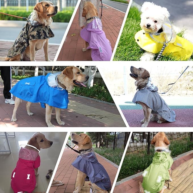 Waterproof Dog Raincoat, Adjustable Reflective Lightweight Pet Rain Clothes with Poncho Hood (Yellow(Water-Activated Color Change), X-Small)