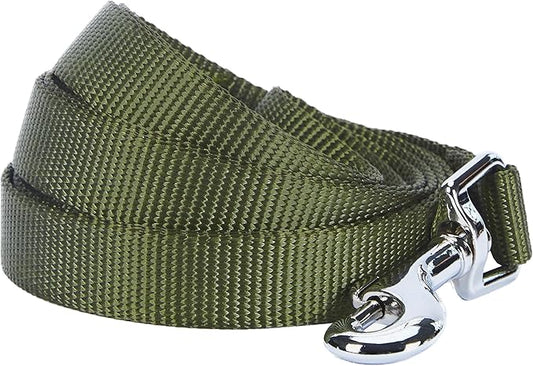 Blueberry Pet Essentials Military Green Dog Leash for Medium - 5' * 3/4" Dogs | Heavy Duty Nylon Lead | Lightweight Puppy & Cat Leash for Walking & Training