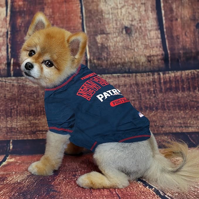 NFL New England Patriots Dog T-shirt X-Small. - Licensed Shirt for Pets Team Colored with Team Logos- Premium Stretchable Materials for the comfort of your Dog & Cat