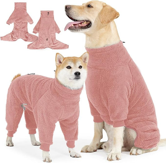 Dog Winter Coat for Small Medium Large Dog for Run Walk Sleep Warm Fleece Pet Sweater & Windproof Pajamas Snow Jacket 3XL Pink