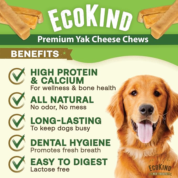 EcoKind Premium Gold Yak Cheese Himalayan Dog Chews, Healthy Dog Treats, Yak Chews for Small Dogs, All Natural, Long Lasting Dog Chew, High Protein Puppy Treat, Small - 70+ Chews (5 lbs)