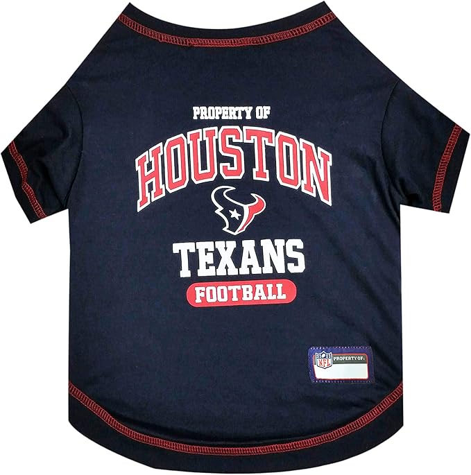 NFL Houston Texans Dog T-shirt X-Small. - Licensed Shirt for Pets Team Colored with Team Logos- Premium Stretchable Materials for the comfort of your Dog & Cat