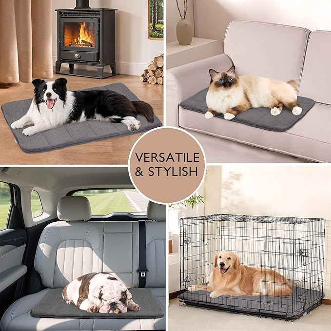 Dog Crate Pad for X Large Dogs - 41x27 Orthopedic Dog Bed with Memory Foam, Washable Water-Resistant Soft Pet Mat with Non-Slip Bottom, Grey