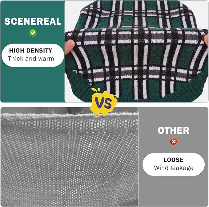 SCENEREAL Turtleneck Dog Sweater for Small Medium Large Dogs Girls Boys, Christmas Plaid Pullover Puppy Sweatershirt, Dogs Cold Weather Outfit Clothes, Ideal Gift for Pet in New Year, Green Plaid S