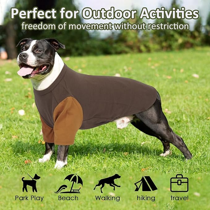 2 Pack Dog Shirt for Medium Dogs - Soft Breathable Summer Cool Tee, Lightweight Comfortable Dogs Clothes for Sensitive Skin Jack Russell, Shihtzu, Indoor Lounging, Walking, Park Play, Brown