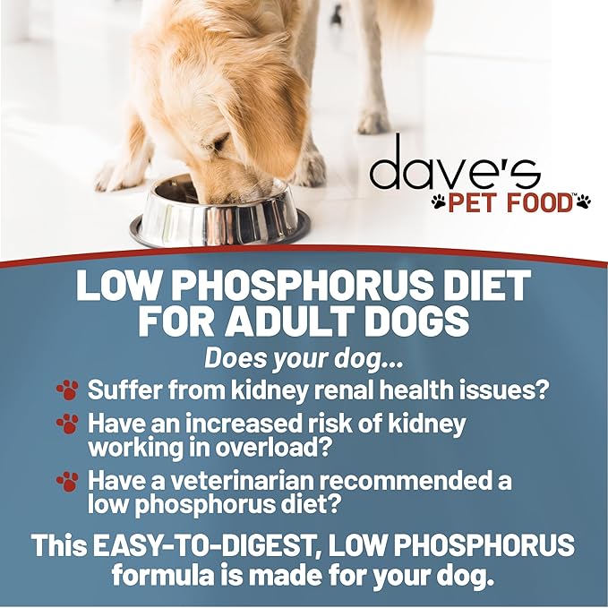 Dave’s Pet Food Kidney Care Dog Food (Chicken Formula Crumble), Non-Prescription, Low Phosphorus, Low Protein , Renal Kidney Support, Vet Formulated, 4 lb