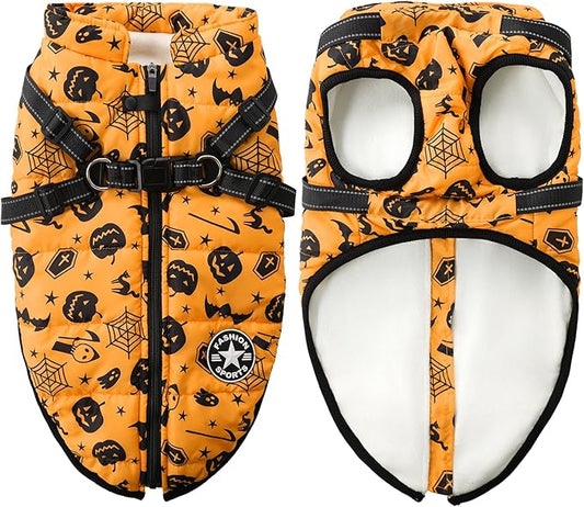 Aiboria Dog Jackets Windproof Outfit Coat Dog Vest Harness Puppy Warm Jacket Halloween Orange 4XL