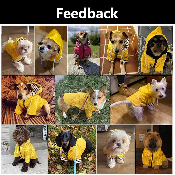 Dog Raincoat rain Jacket Raincoat Dogs Waterproof Small Medium Breeds Zip Closure Storage Pocket Harness Hole Red XXL