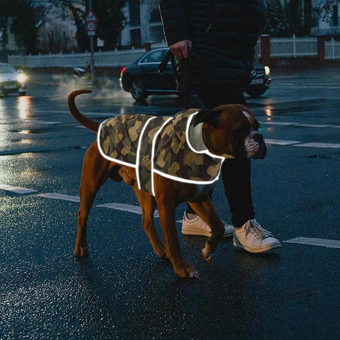 Dog Raincoat for Small Dogs Puppies Waterproof Hooded Rain Jacket with Reflective Strips Leash Hole & Poncho Adjustable Fit (CamoDuck,XS)