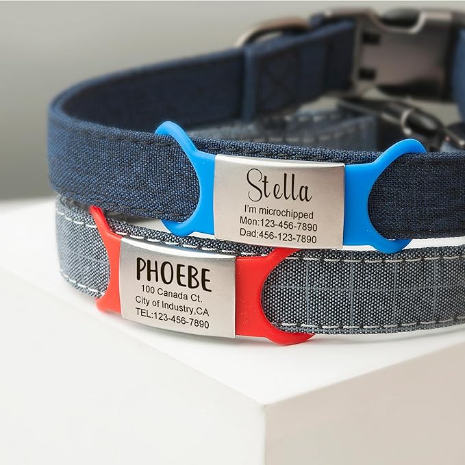 Anavia Slide On Silent Pet ID Tags, S/M/L/XL Personalized Multi-Color Silicone Band Cat Dog Name Tags, Customized Engraved Stainless Steel, Chew-Proof Quiet Dog Collar Tags (X-Large, White)