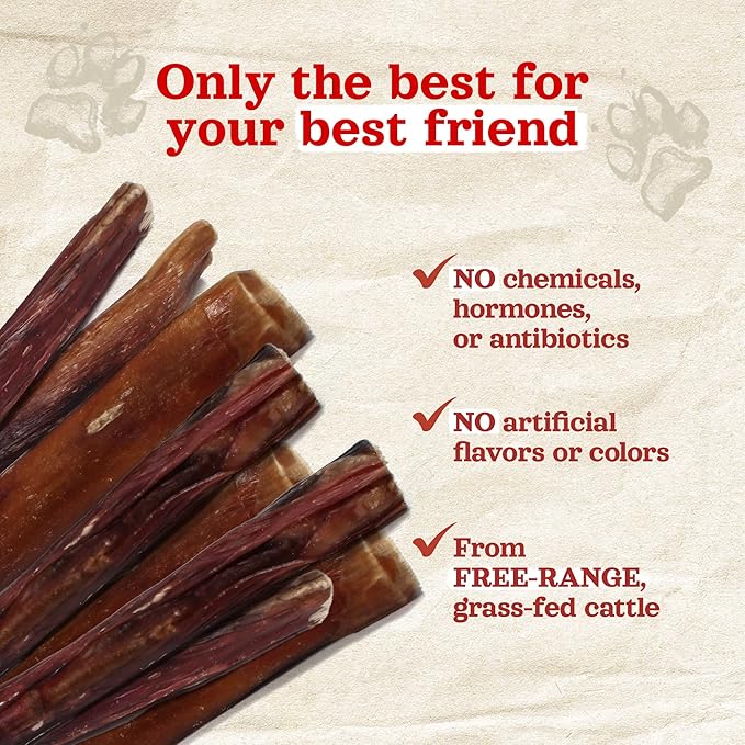 Natural Farm Power Bully Sticks Dog Chews (6”,15-Pack), 2-in-1 Power Chews: Premium Beef Cheek Wrapped in Beef Pizzle, Long-Lasting, Great Dog Dental Treats for Small, Medium & Large Dogs