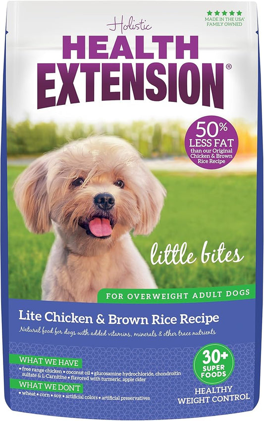 Health Extension Little Bites LITE Dry Dog Food, Chicken & Brown Rice for Toy and Small Breeds, Supports Healthy Weight, Digestion, Coat & Joint Health with Probiotics & Superfoods, 4 lb Bag