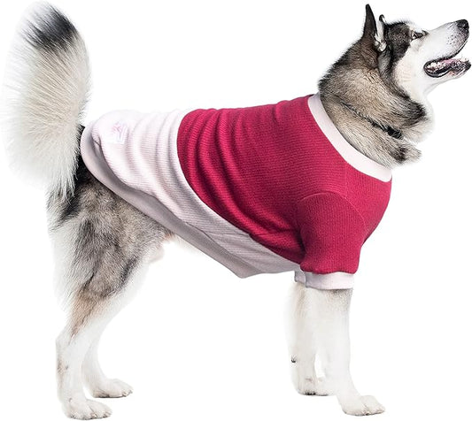 Extra Large Dog Sweaters Warm Clothes Pullover Sweatshirts for Labrador Rottweiler Great Dane, Dark Red Beige, 6X-Large