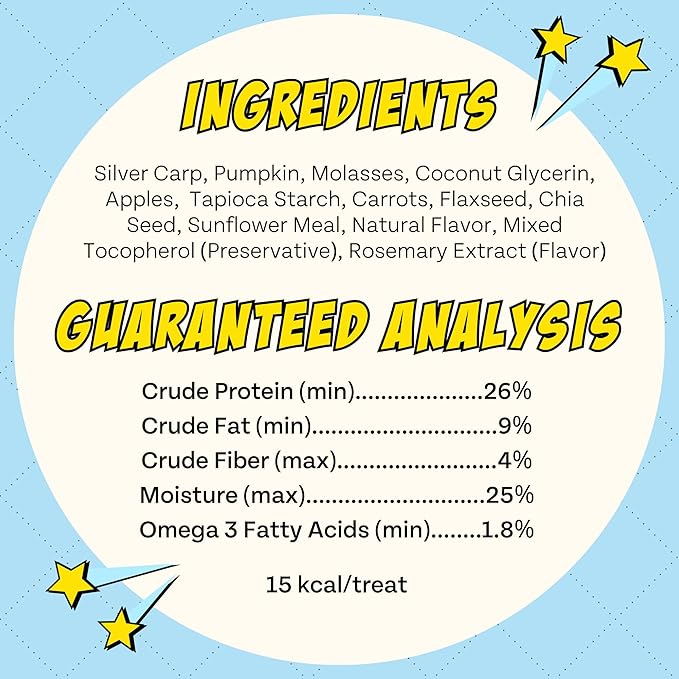 Chippin Fish, Pumpkin, Apple Grain-Free Dog & Cat Treats (5oz, 1-Pack) | USA Wild-Caught Fish | Hypoallergenic, Chicken-Free | Best Training Treats | Puppies & Senior Dogs | Low Fat Dog Treats