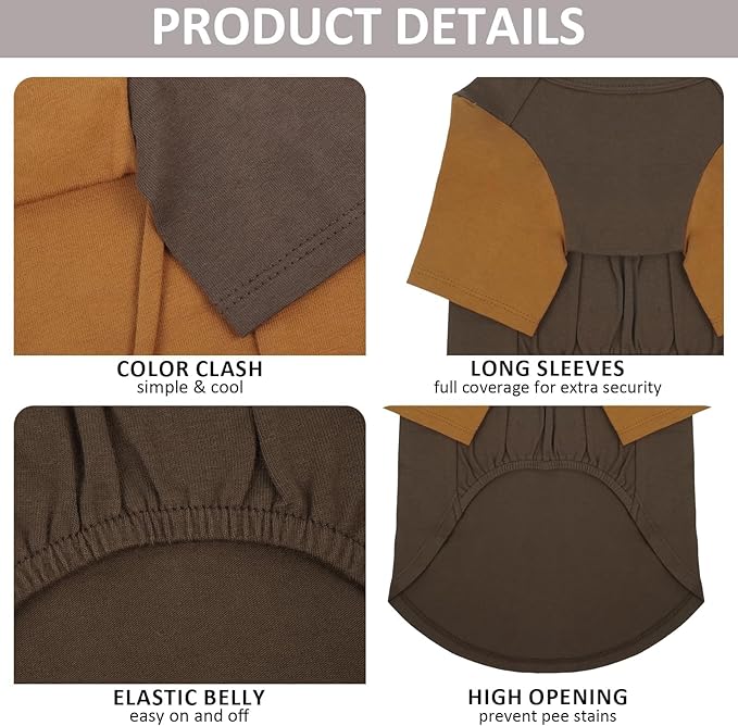 2 Pack X-Large Dog Shirts - Breathable Lightweight Basic Tees, Durable Moisture-Wicking Clothes for Beagle, Bullmastiff, Sleeping Hot Summer Day Outdoor Activities, Travel, Seaside, Brown