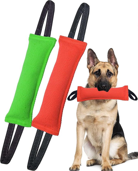Clysoru Dog Tug Toy Dog，Double Pack Tough Jute Bite Pillow Training Equipment - Puppy to Large Dogs Interactive Toy.