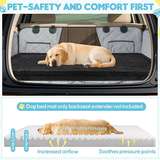 Loiion Dog Car Bed, Non-Slip Backseat Extender Pet Mat, Removable Washable Dog Bed for SUVs, Sedans & Trucks, Anti-Slip Travel Bed for Dogs, Easy Clean & Scratch-Proof & Comfort (50"x24.6")