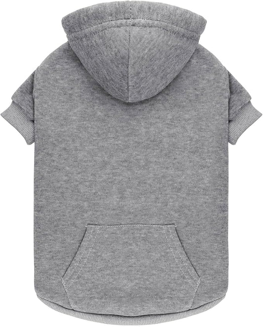 Dog Sweaters for Medium Dogs Dog Hoodie Dog Sweater Solid Soft Brushed Fleece Dog Clothes Dog Hoodie Sweatshirt with Pocket(Grey-M)